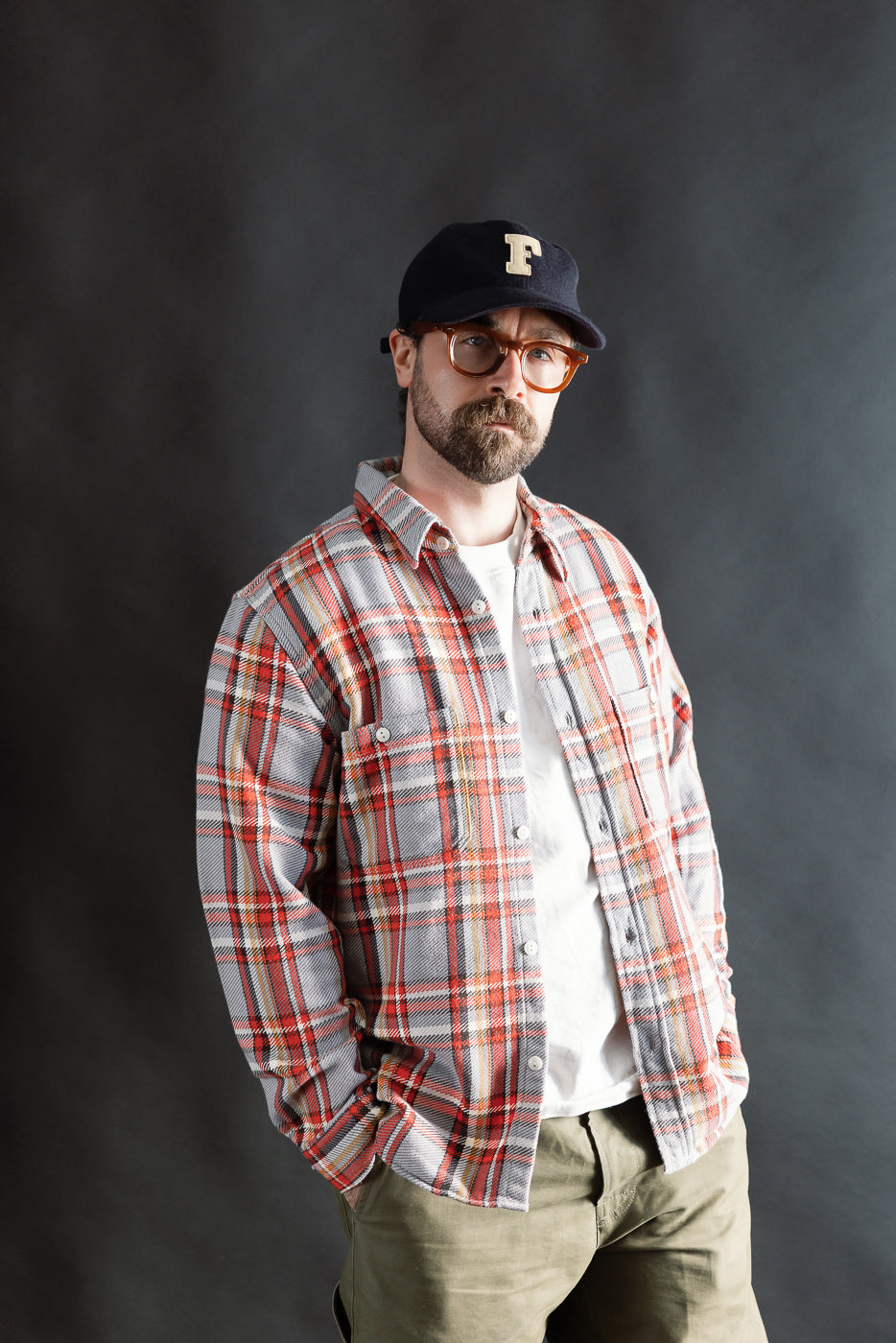 4094 - Original Cotton Check Flannel Work Shirt - Gray, Red