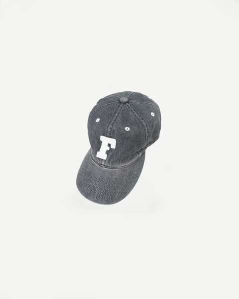 6843HW - 6 Panel Denim Baseball Cap 'F' Patch - Black
