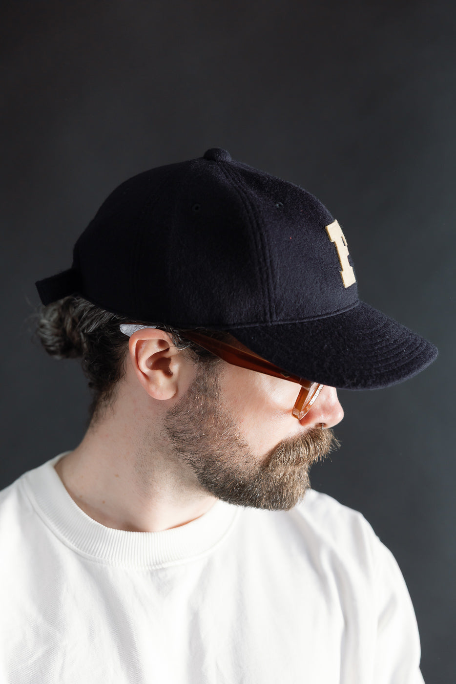 6853-25 - 6 Panel Melton Baseball Cap 'F' Patch - Navy | Dant