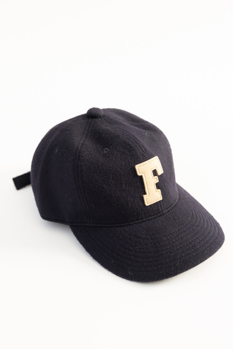 6853-25 - 6 Panel Melton Baseball Cap 'F' Patch - Navy