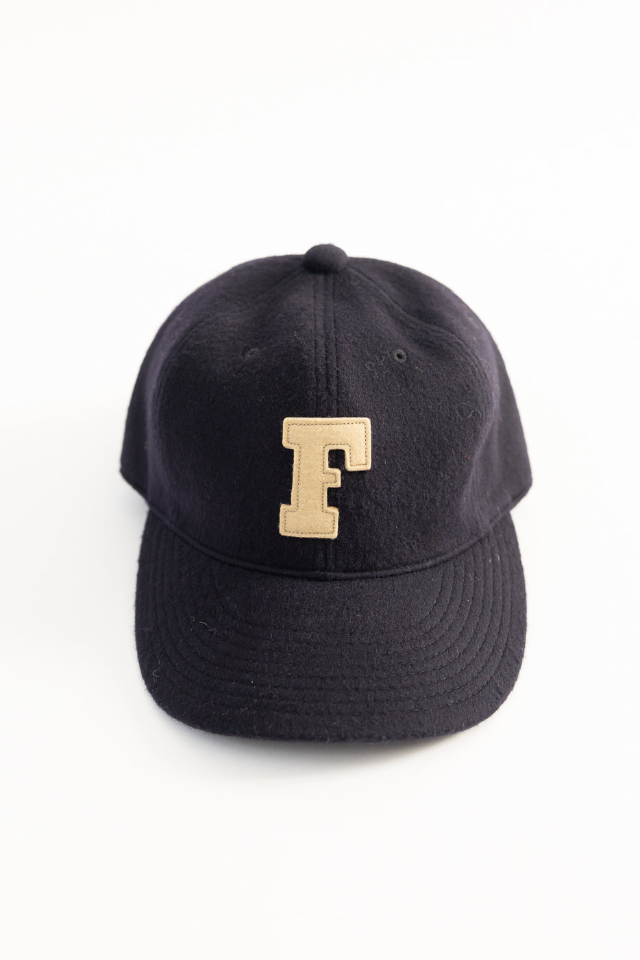 6853-25 - 6 Panel Melton Baseball Cap 'F' Patch - Navy
