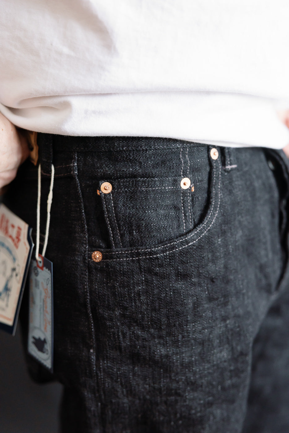 15oz Black Skein Dyed Selvedge Denim - Heritage Straight | Dant