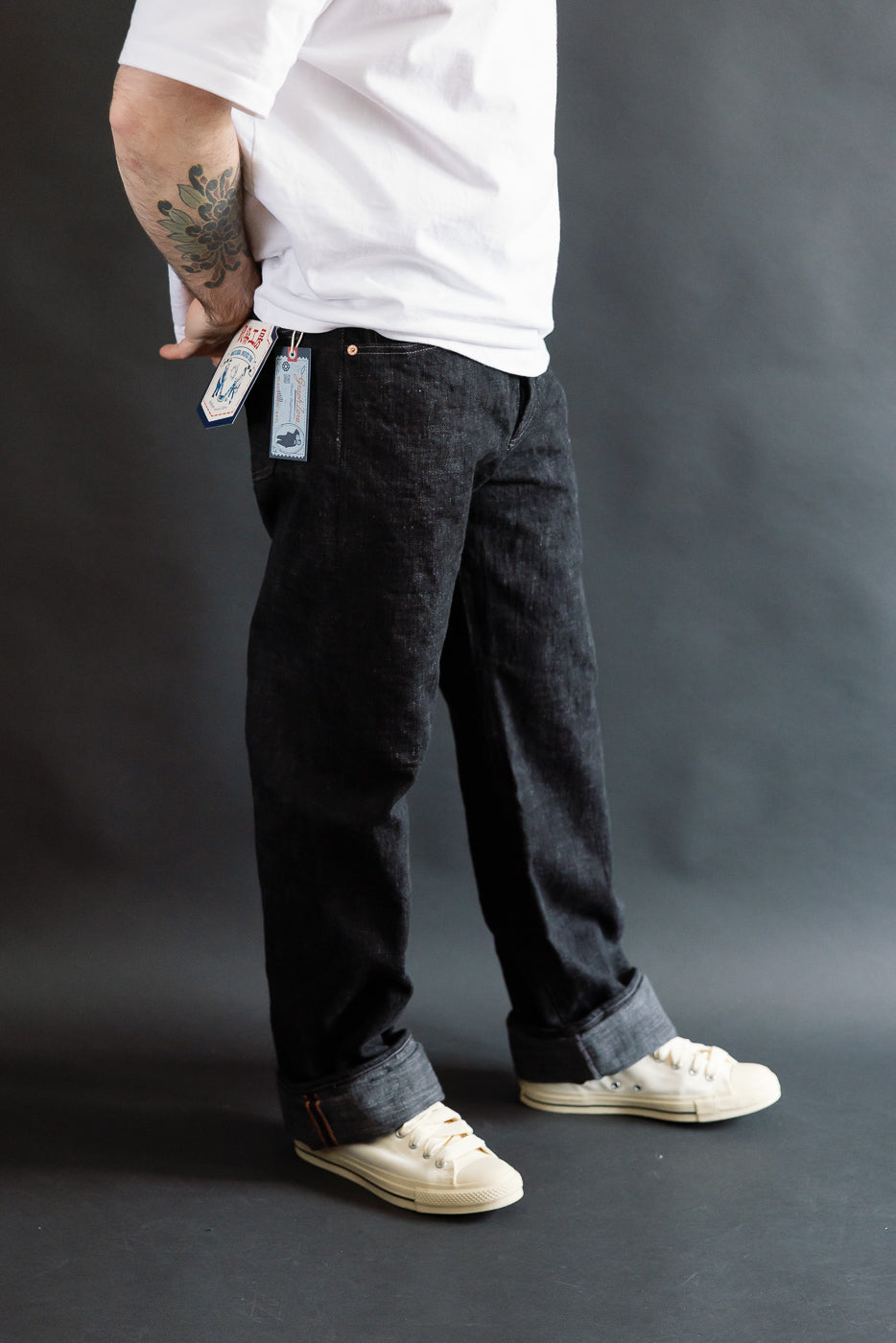 15oz Black Skein Dyed Selvedge Denim - Heritage Straight | Dant