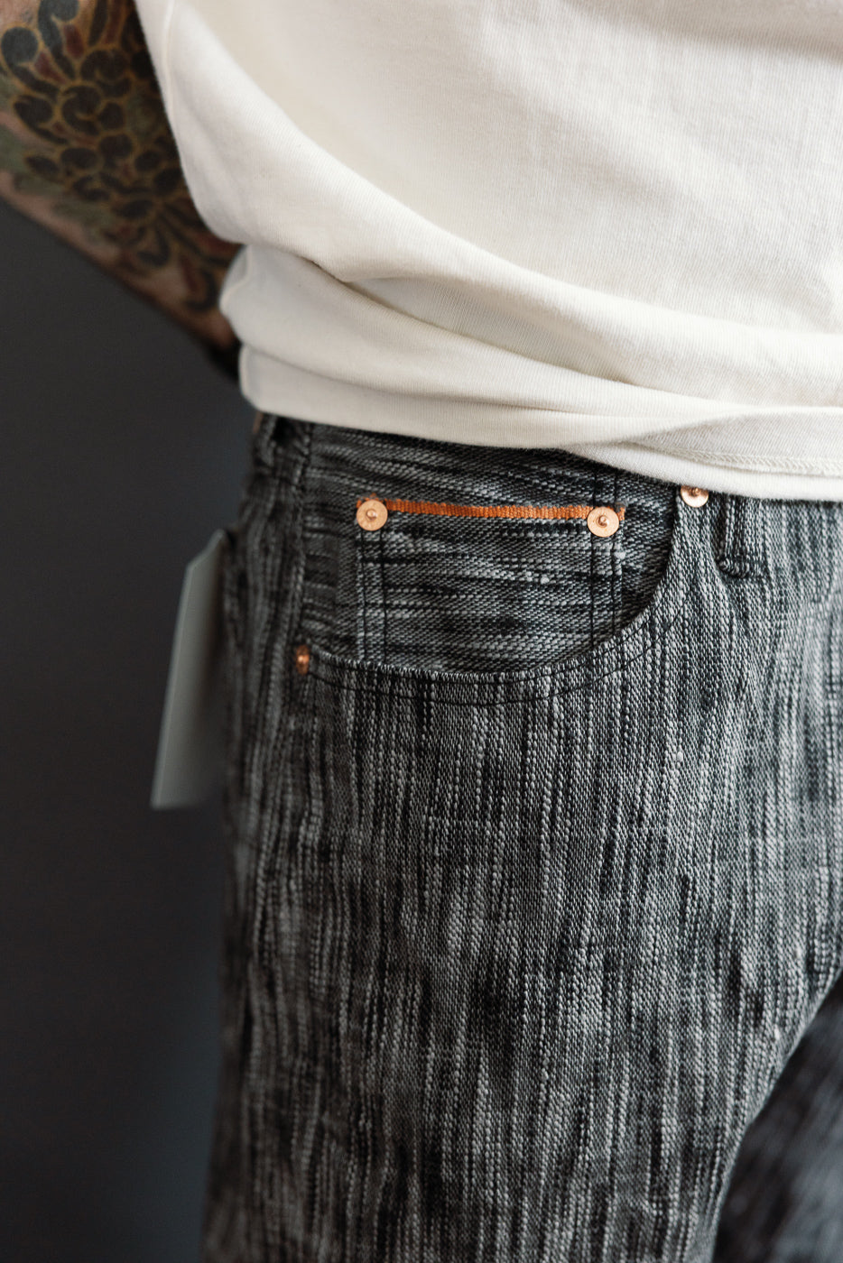 15oz Skein Dyed Slubby Black x Gray Selvedge Jeans - Slim Straight