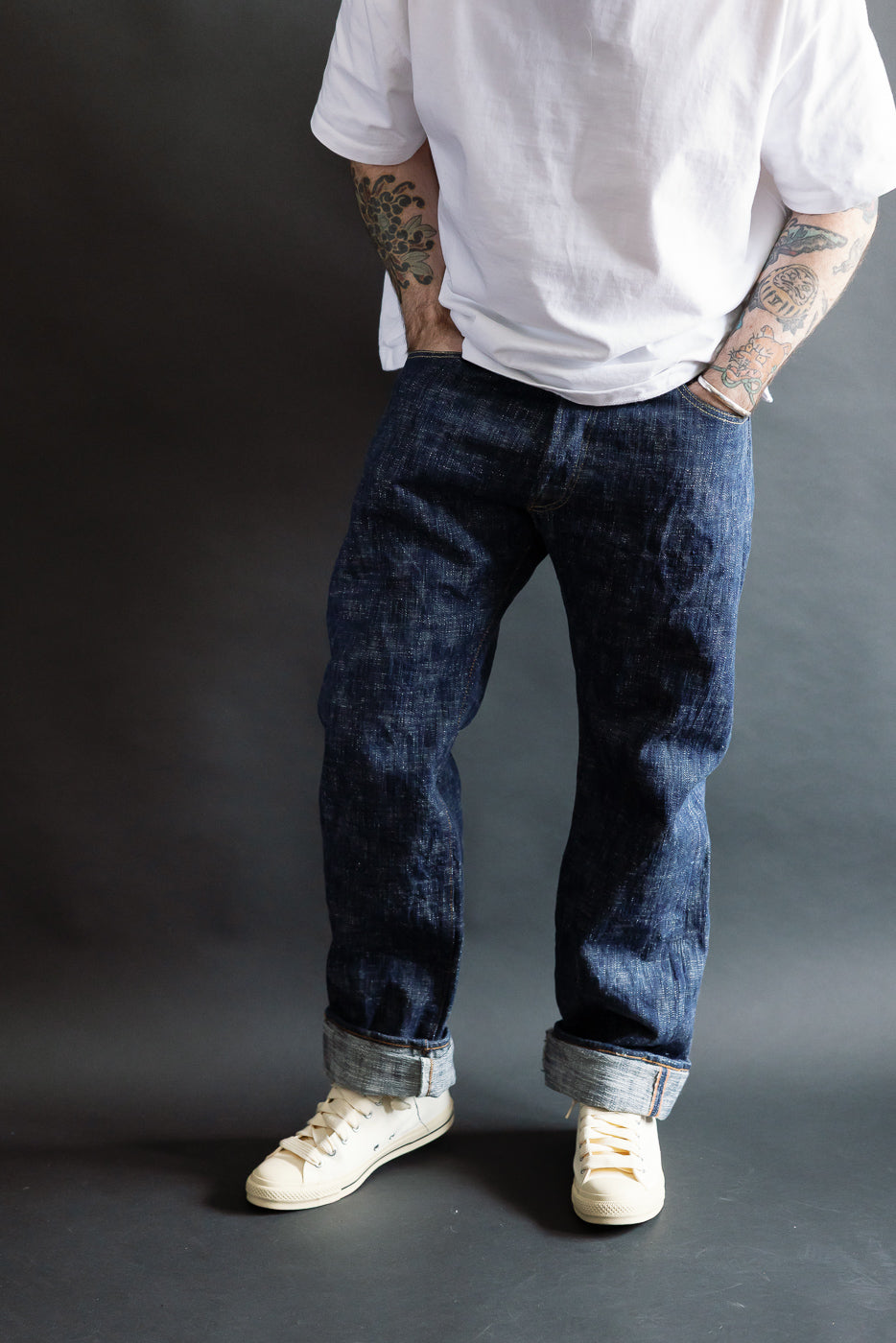 15oz Skein Dyed Slubby Green Indigo Selvedge Jeans - Slim Straight
