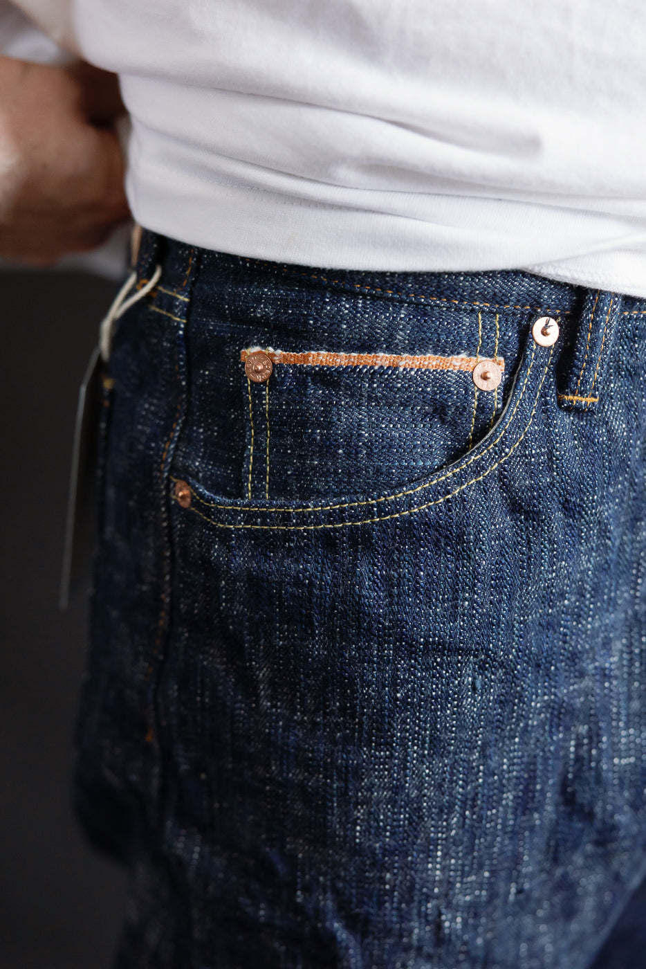 15oz Skein Dyed Slubby Green Indigo Selvedge Jeans - Slim Straight