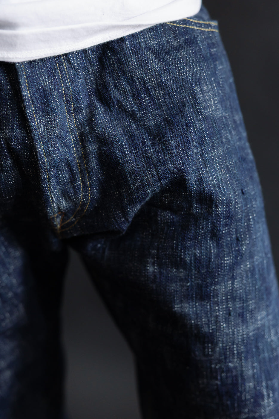15oz Skein Dyed Slubby Green Indigo Selvedge Jeans - Slim Straight