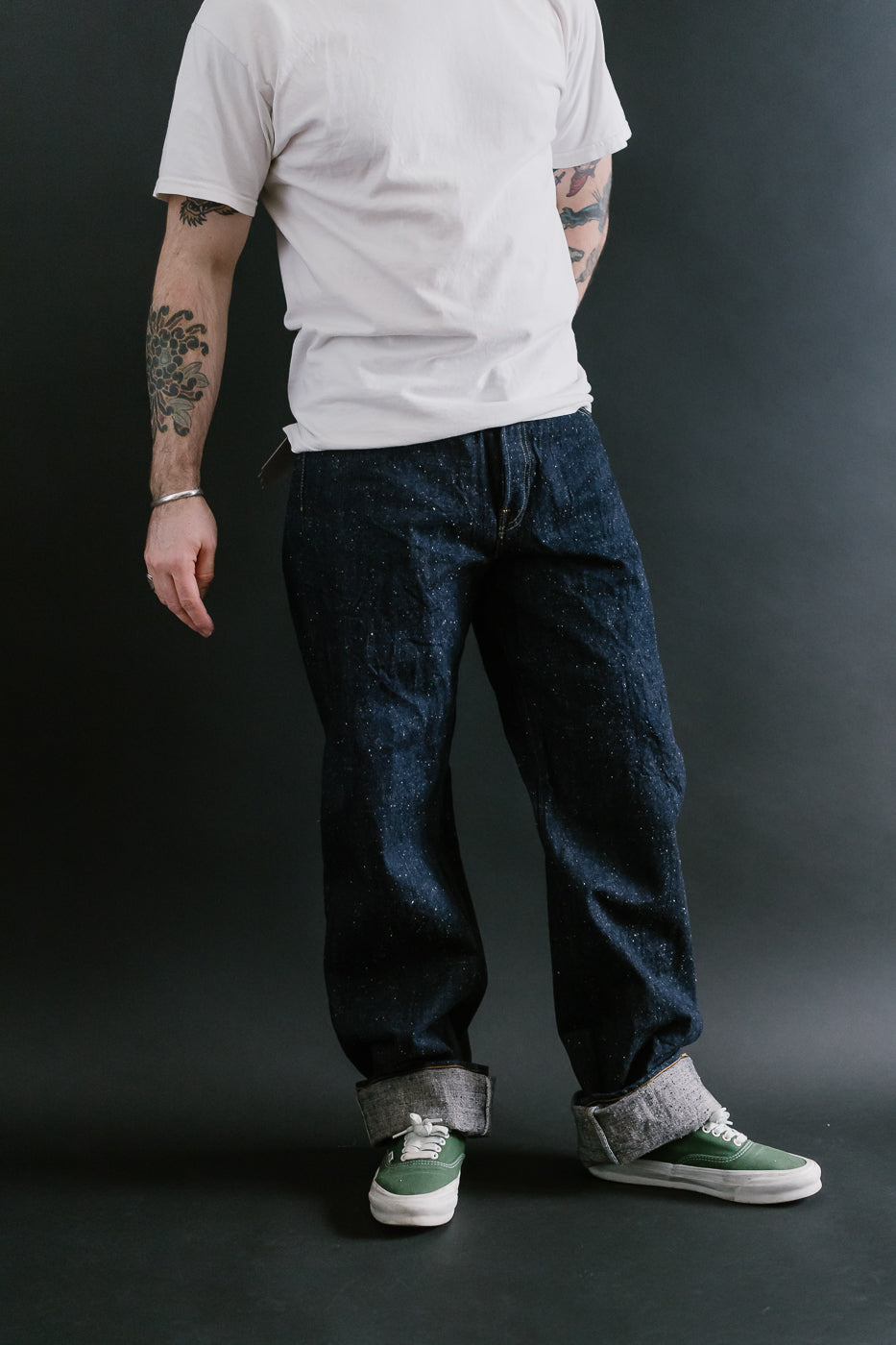 GZ-15HRJ-0510NP - 15oz Nep Yarn Heritage Fit Cinch Back Selvedge Jeans - Indigo