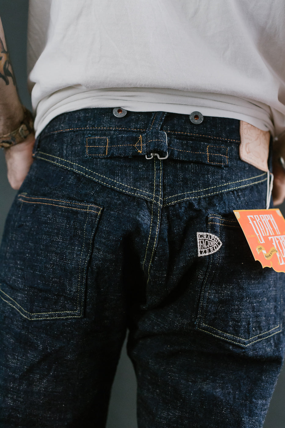 GZ-15HRJ-0510SB - 15oz Slub Yarn Heritage Fit Cinch Back Selvedge Jeans - Indigo