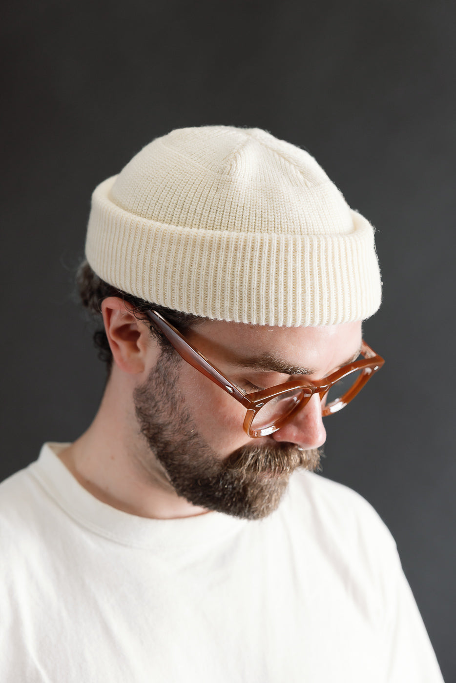 IHG-080-WHT - 100% Wool Ribbed Beanie - White