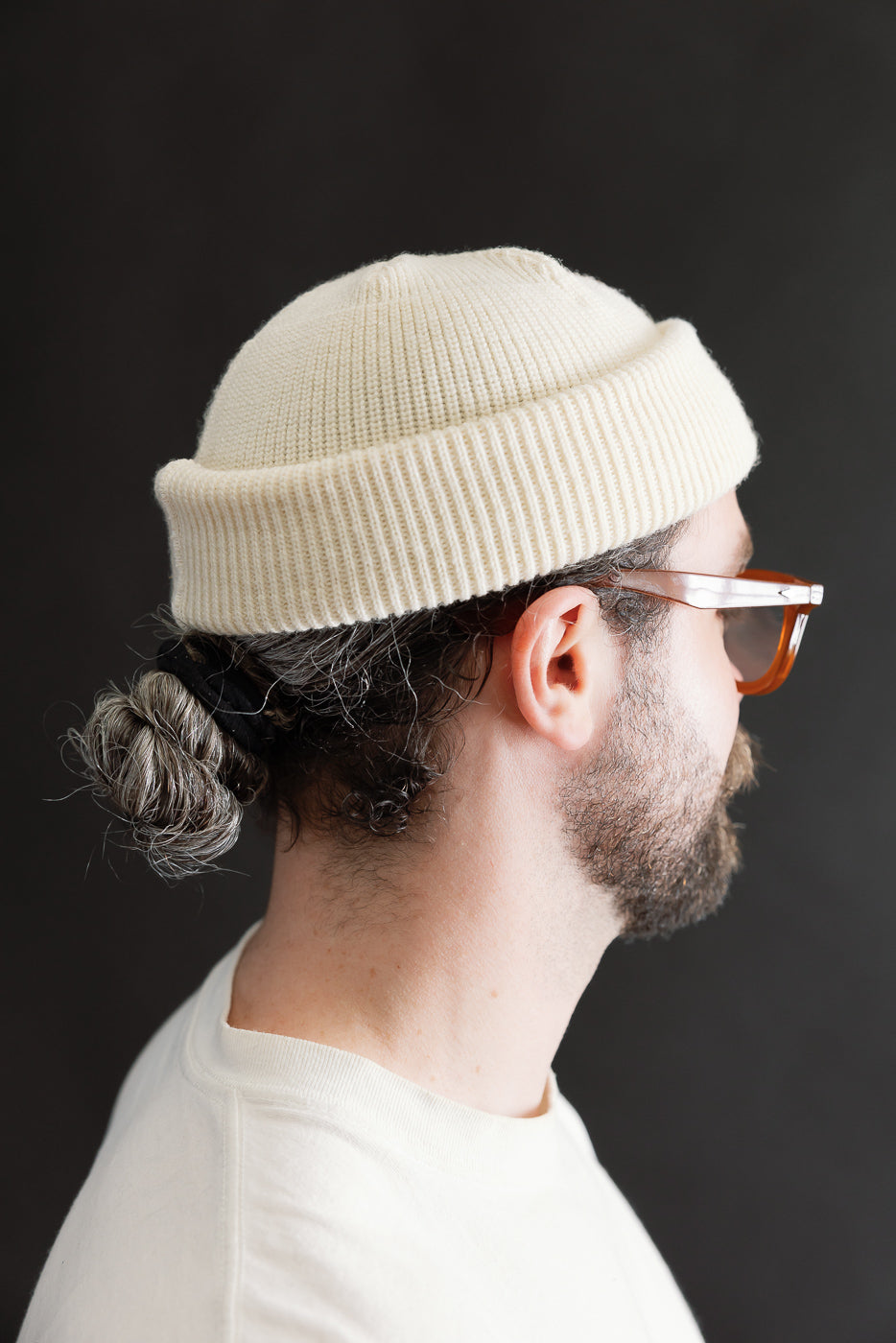 IHG-080-WHT - 100% Wool Ribbed Beanie - White