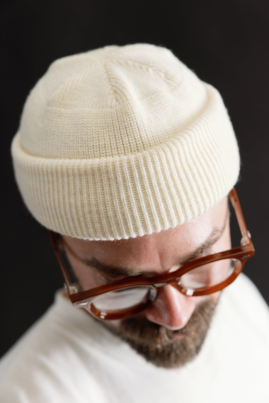 IHG-080-WHT - 100% Wool Ribbed Beanie - White