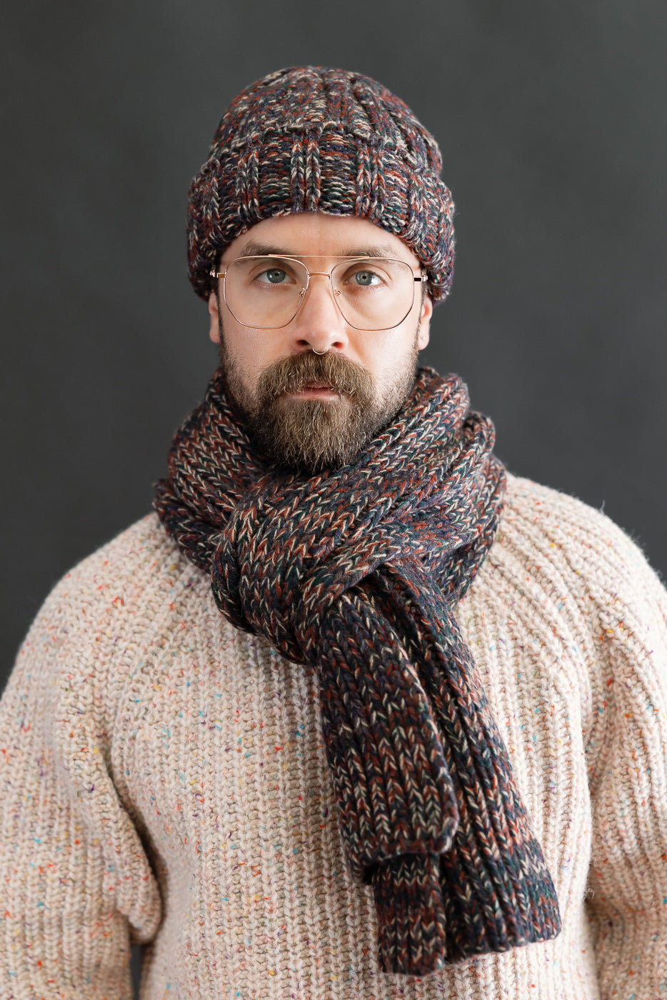 Marled Fantasies Hat - Navy Mix