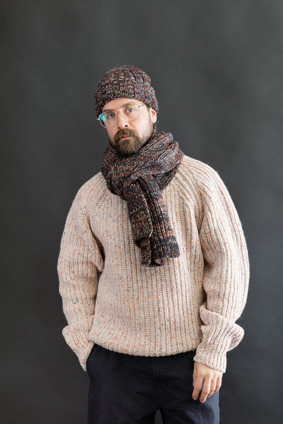 Marled Fantasies Scarf - Navy Mix