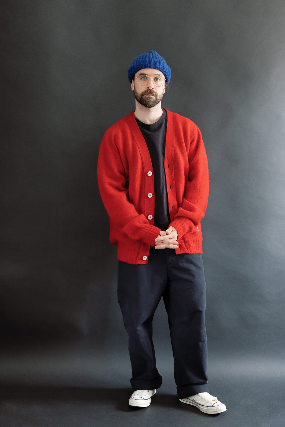 Shaggy Bear Cardigan - Flaming Red