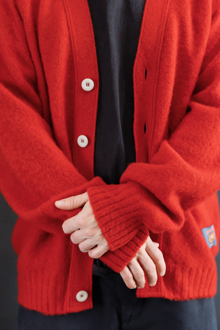 Shaggy Bear Cardigan - Flaming Red