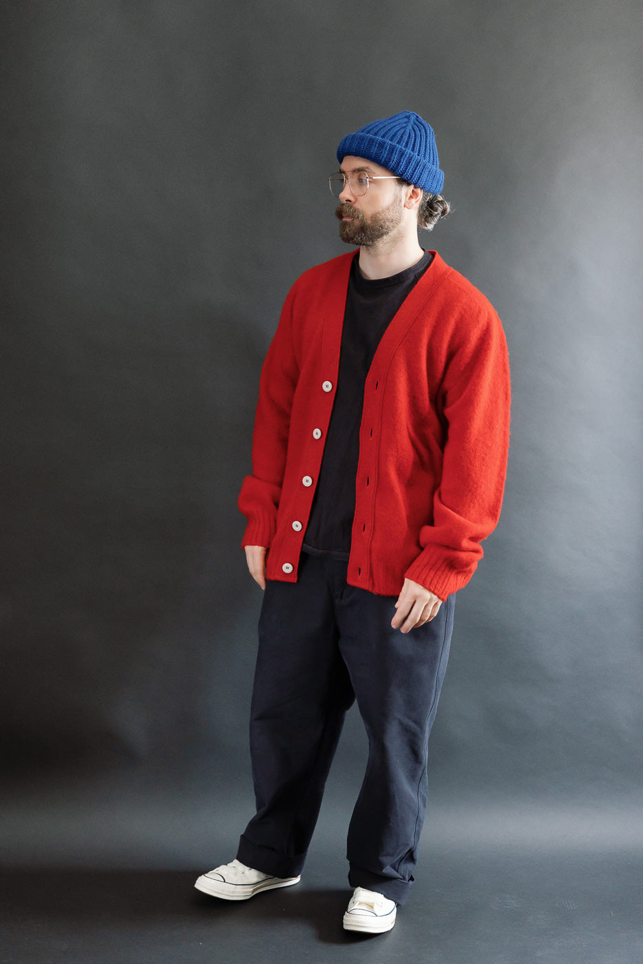 Shaggy Bear Cardigan - Flaming Red