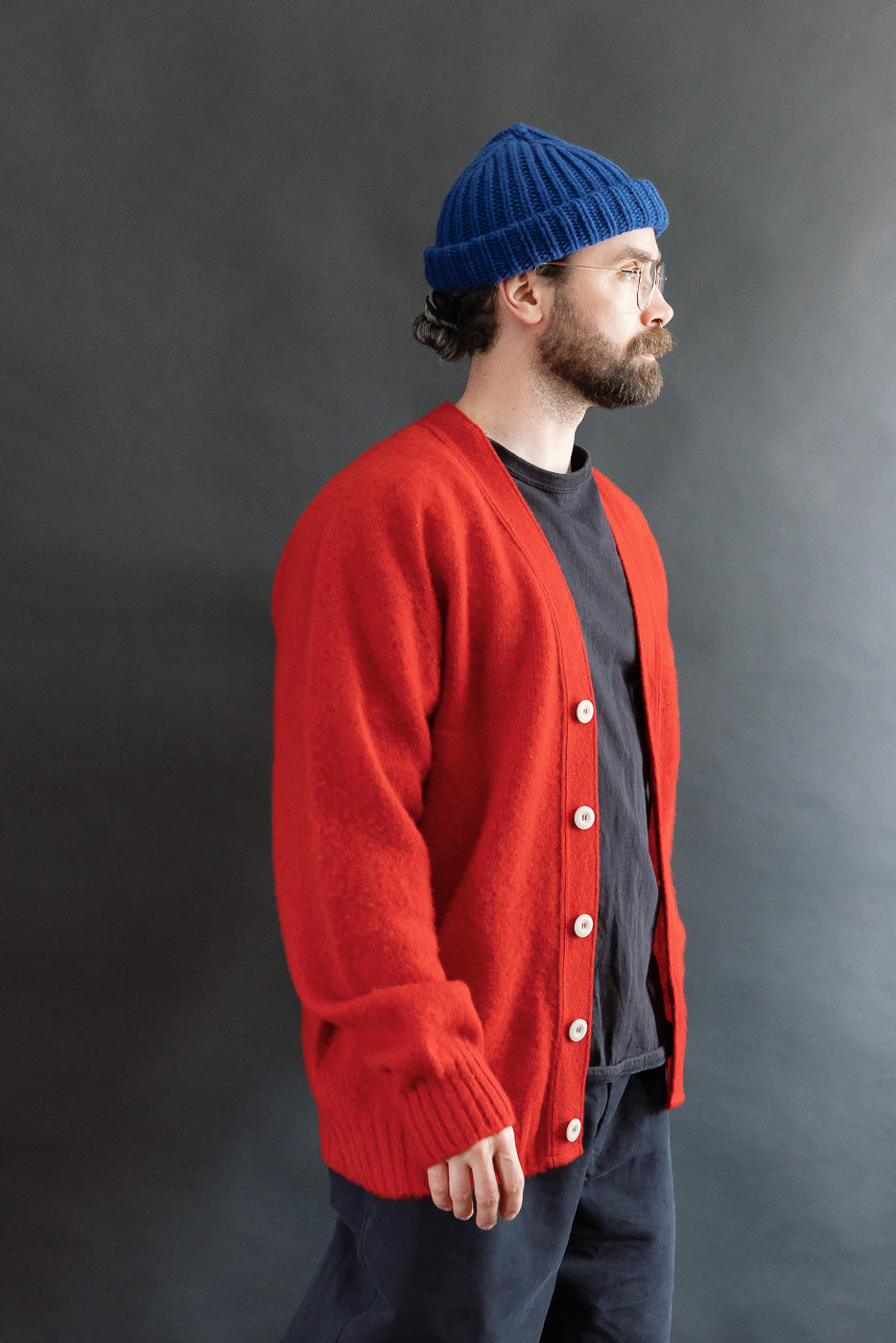 Shaggy Bear Cardigan - Flaming Red