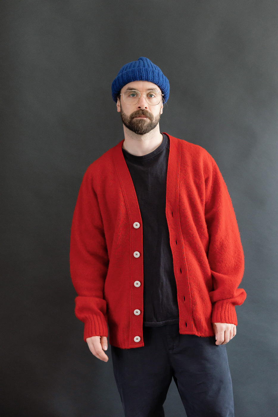 Shaggy Bear Cardigan - Flaming Red