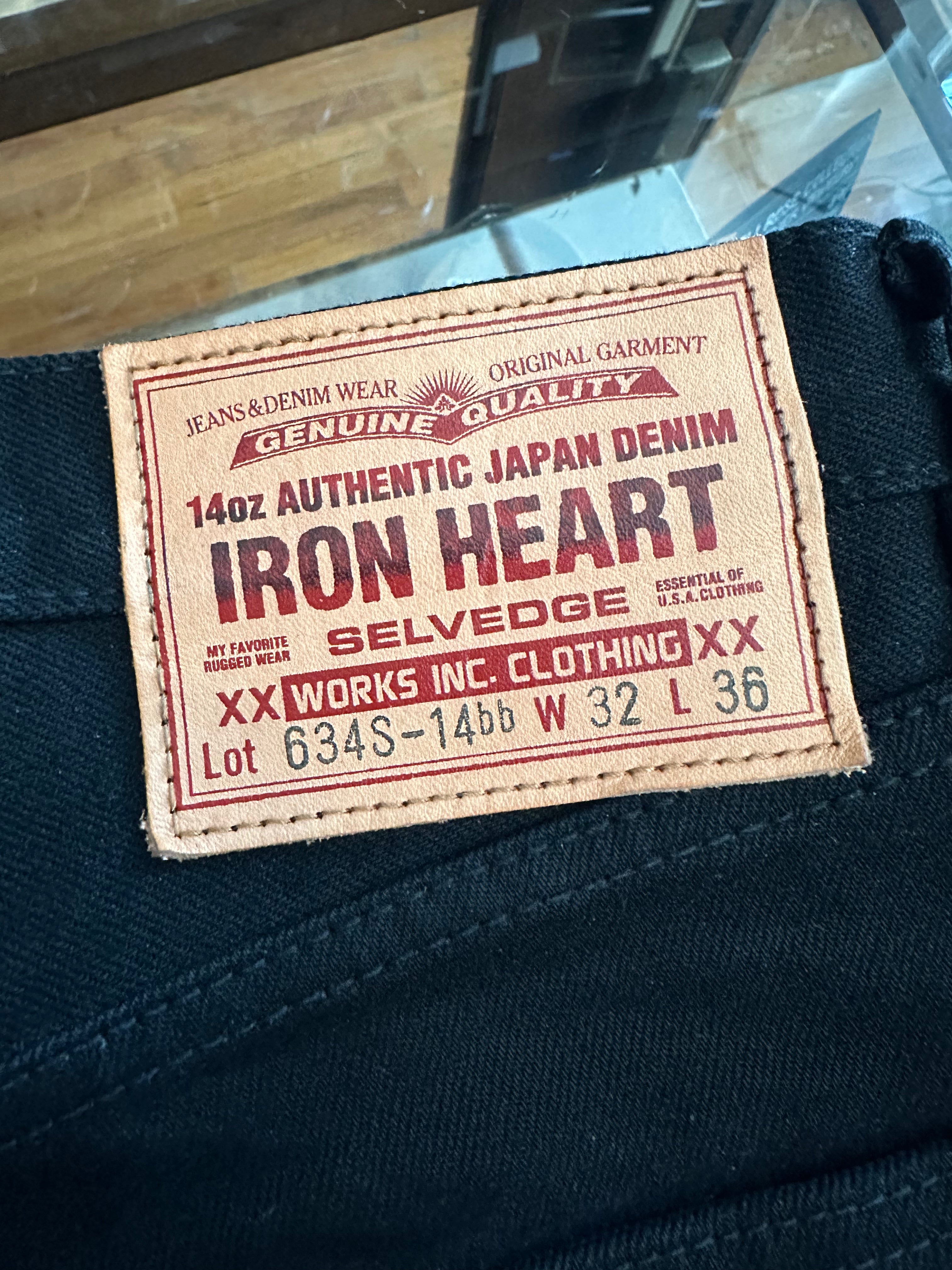 Gently Used Iron Heart 14oz 634S-14bb Jeans - Black - 32
