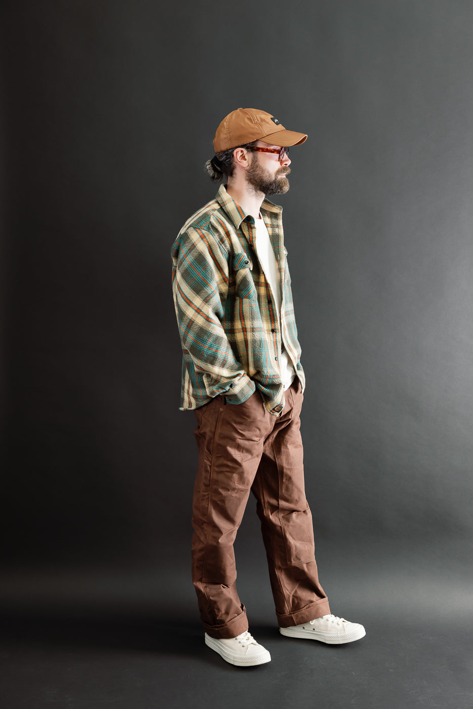 Full body profile view of a 5'9