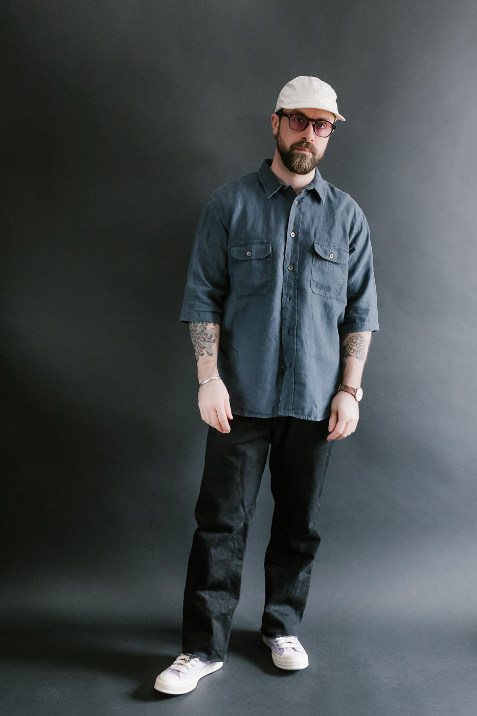 Delray Linen Canvas Shirt - Mood Indigo
