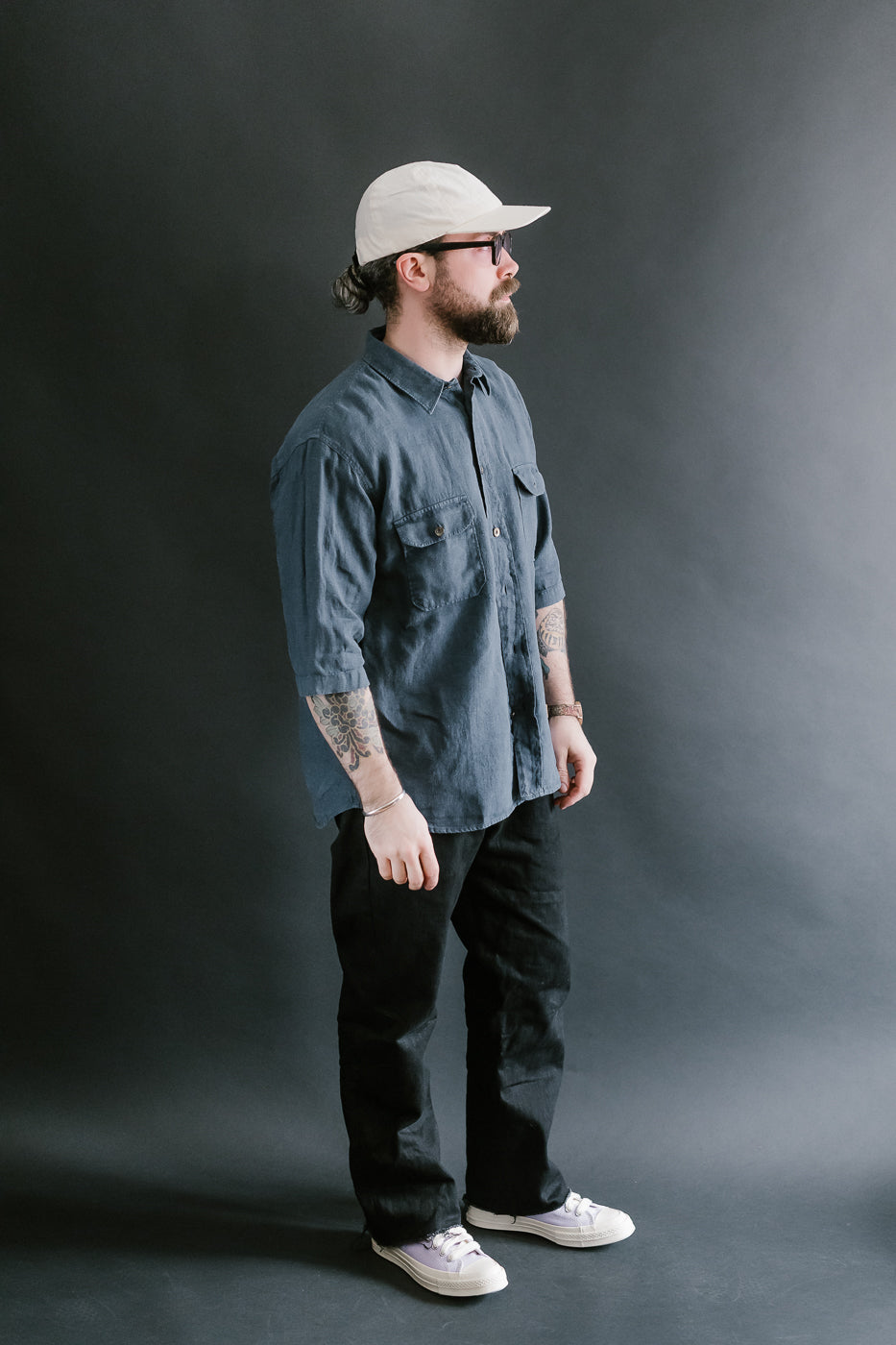 Delray Linen Canvas Shirt - Mood Indigo