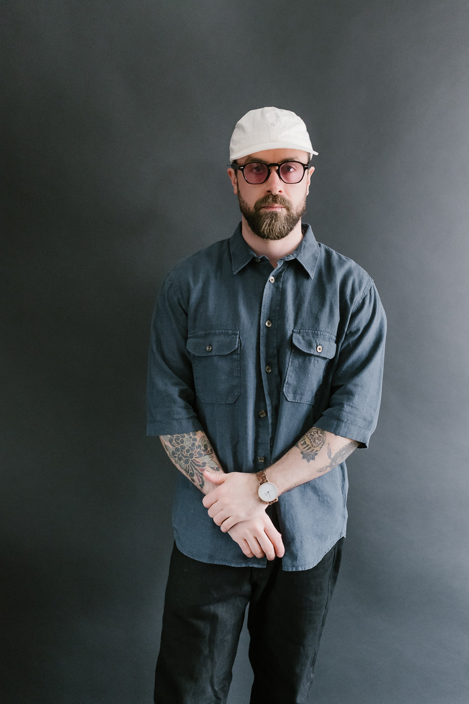 Delray Linen Canvas Shirt - Mood Indigo