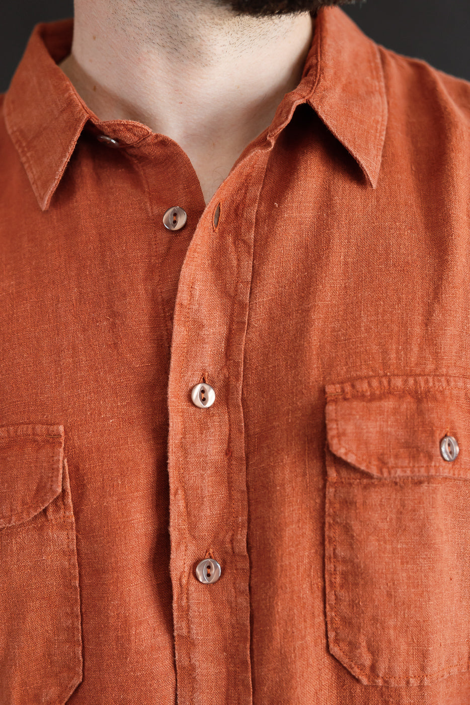 Delray Linen Canvas Shirt - Rust