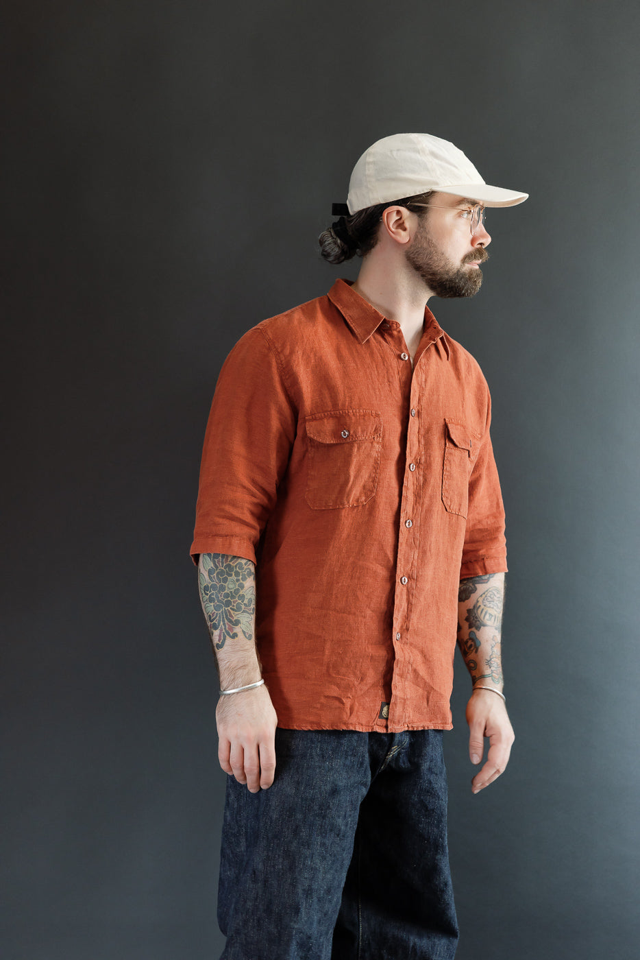 Delray Linen Canvas Shirt - Rust