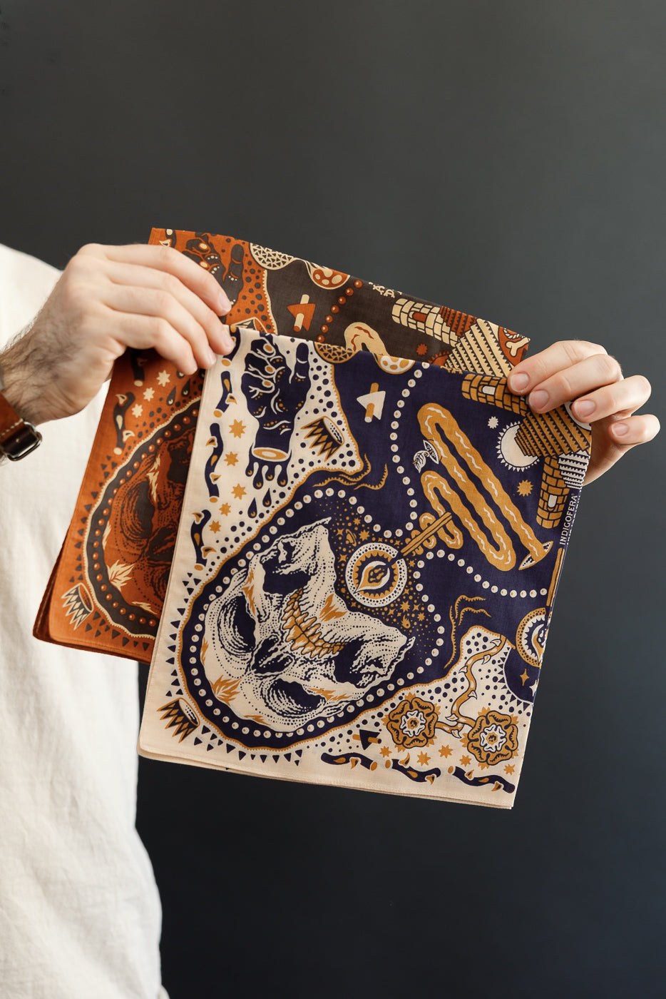 Tarot XIII Bandana - Red, Brown | Dant