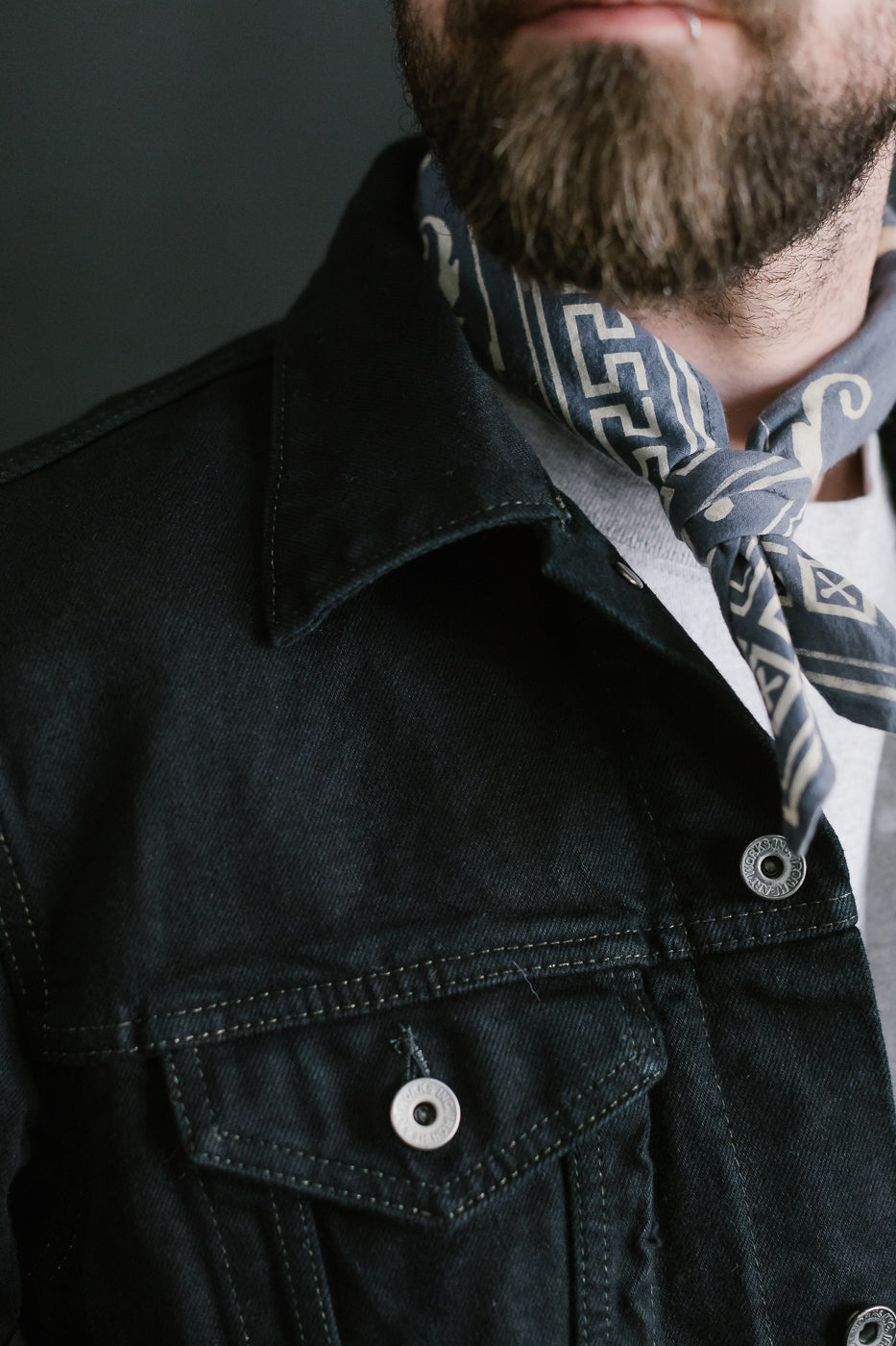 IH-526J-142OD - 14oz Selvedge Denim Modified Type III - Black Overdyed