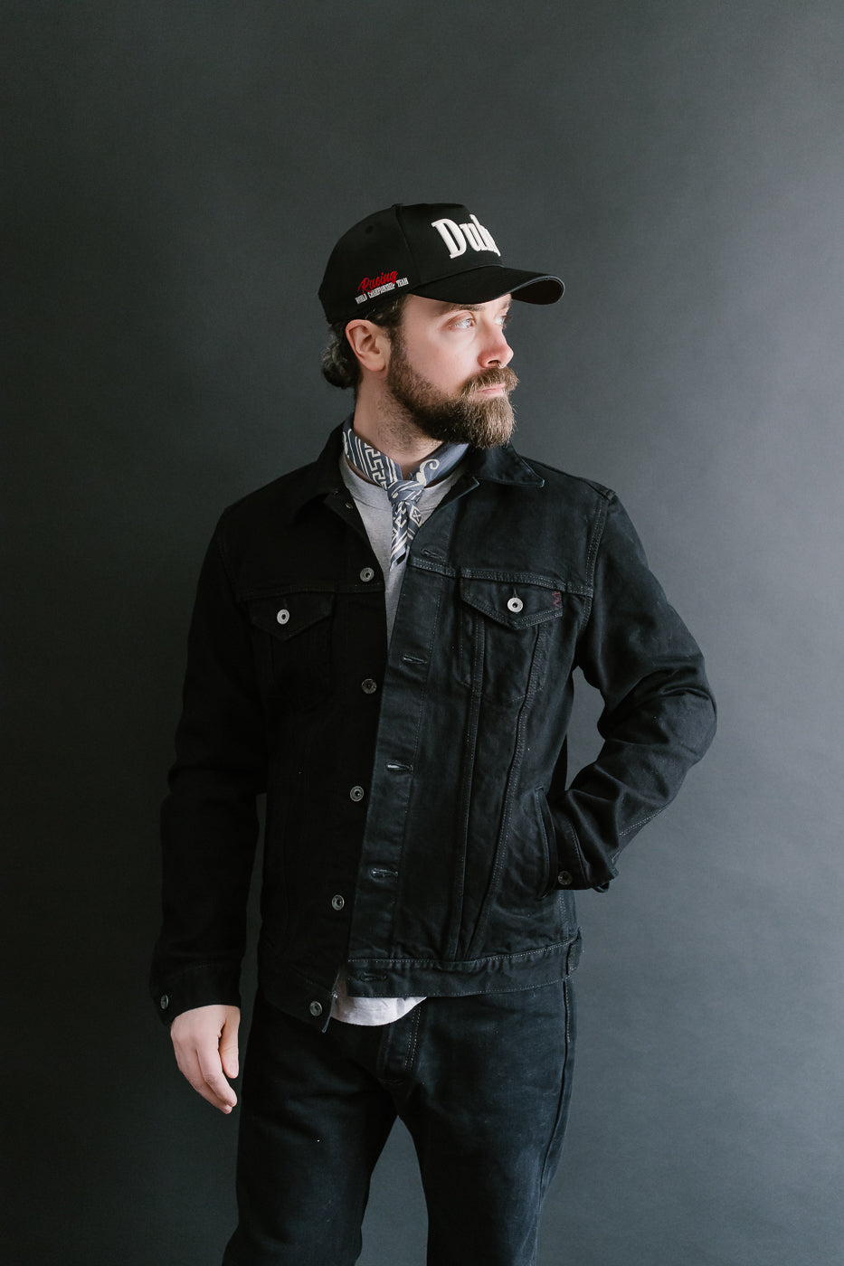 IH-526J-142OD - 14oz Selvedge Denim Modified Type III - Black Overdyed