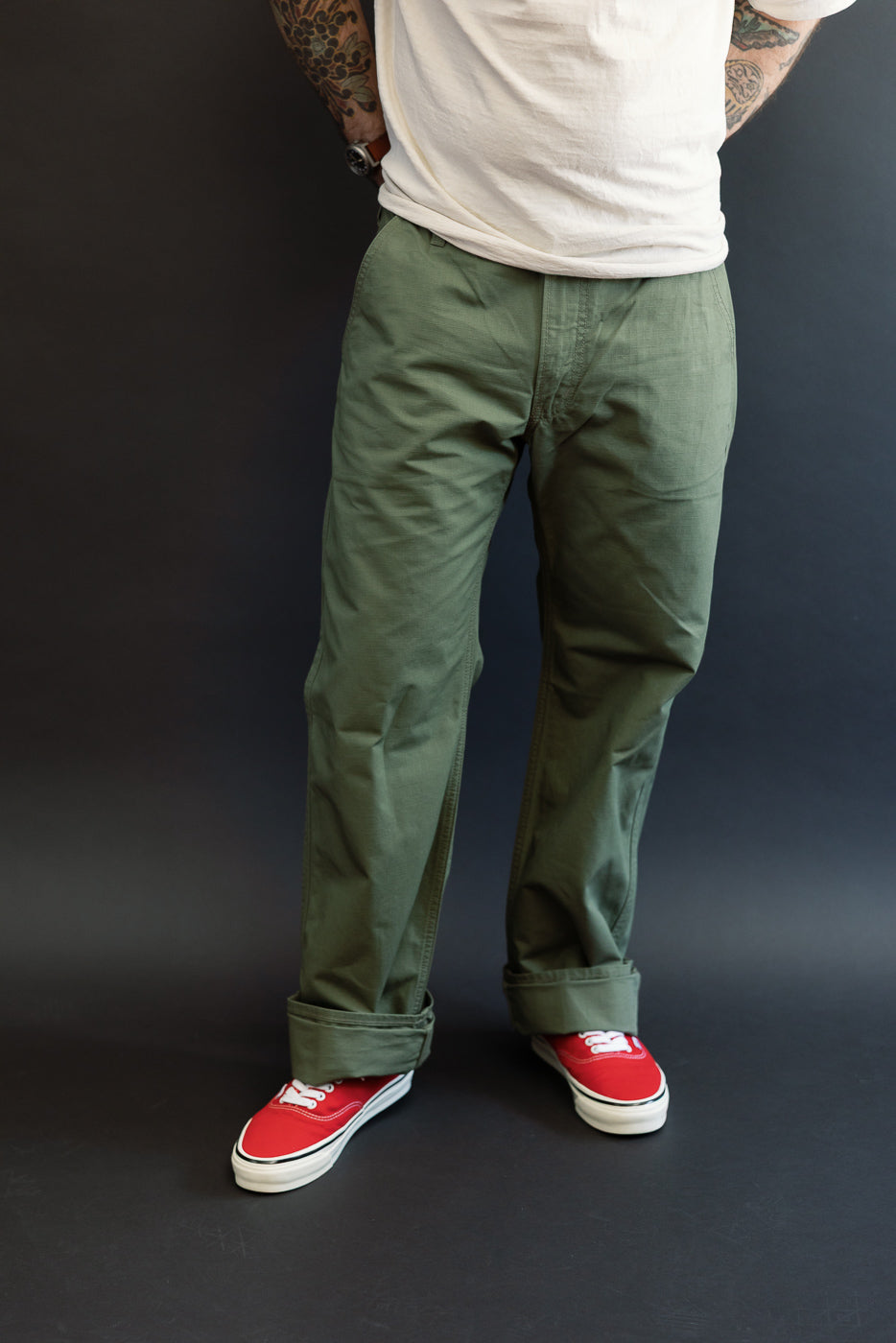 IH-746-GRN - 8oz Ripstop Wide Work Pants - Army Green | Dant