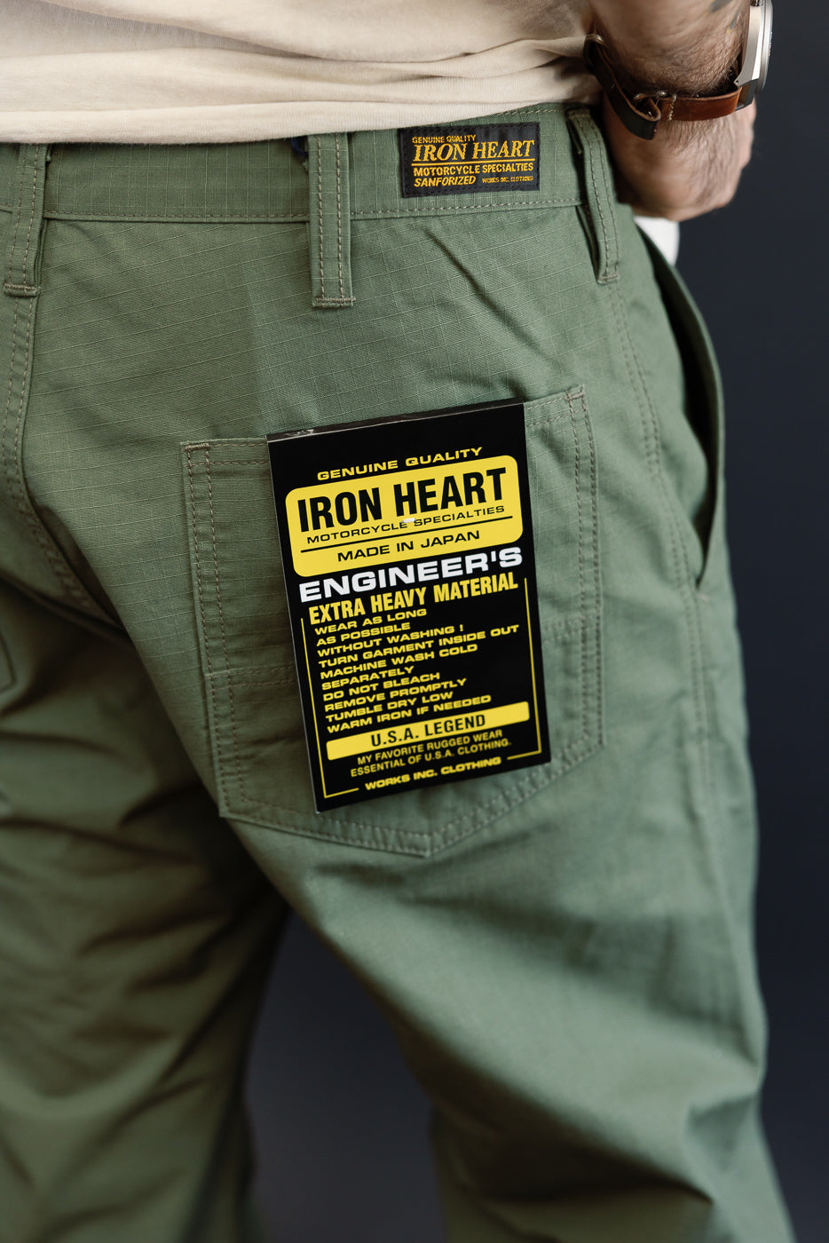 IH-746-GRN - 8oz Ripstop Wide Work Pants - Army Green | Dant