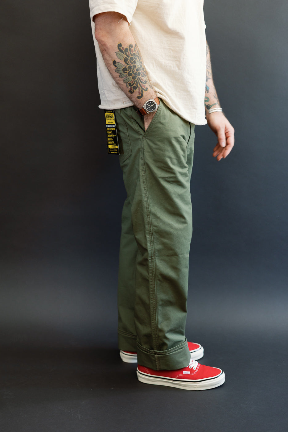 IH-746-GRN - 8oz Ripstop Wide Work Pants - Army Green | Dant