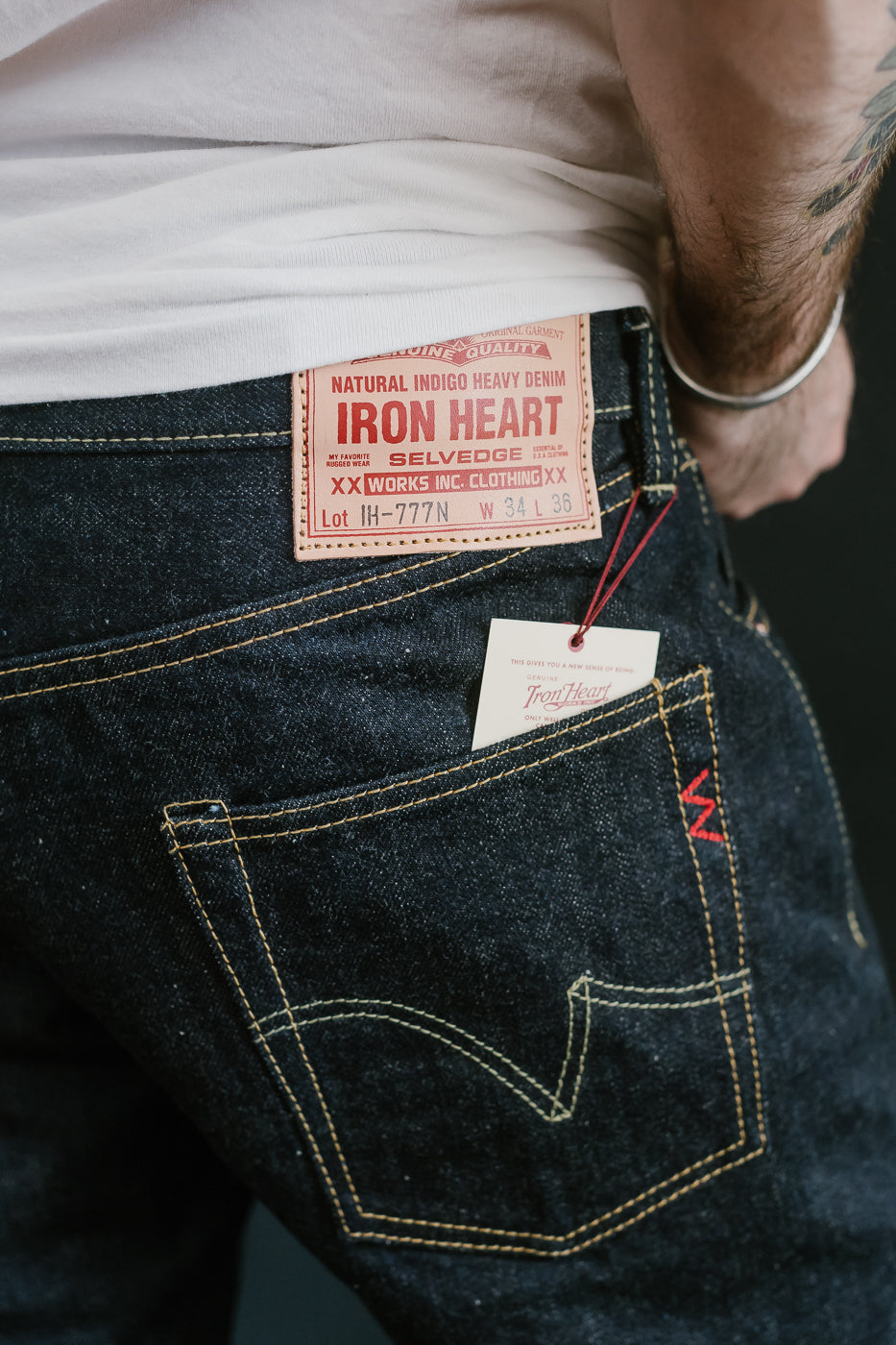IH-777N - 17oz Selvedge Denim Slim Tapered Cut Jeans - Natural Indigo