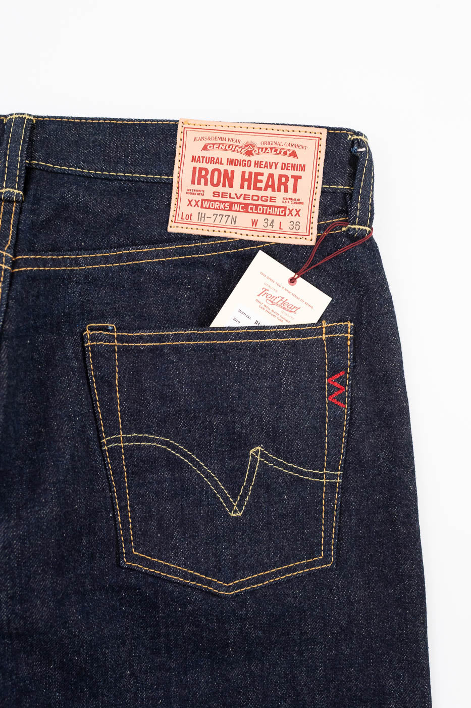 IH-777N - 17oz Selvedge Denim Slim Tapered Cut Jeans - Natural Indigo