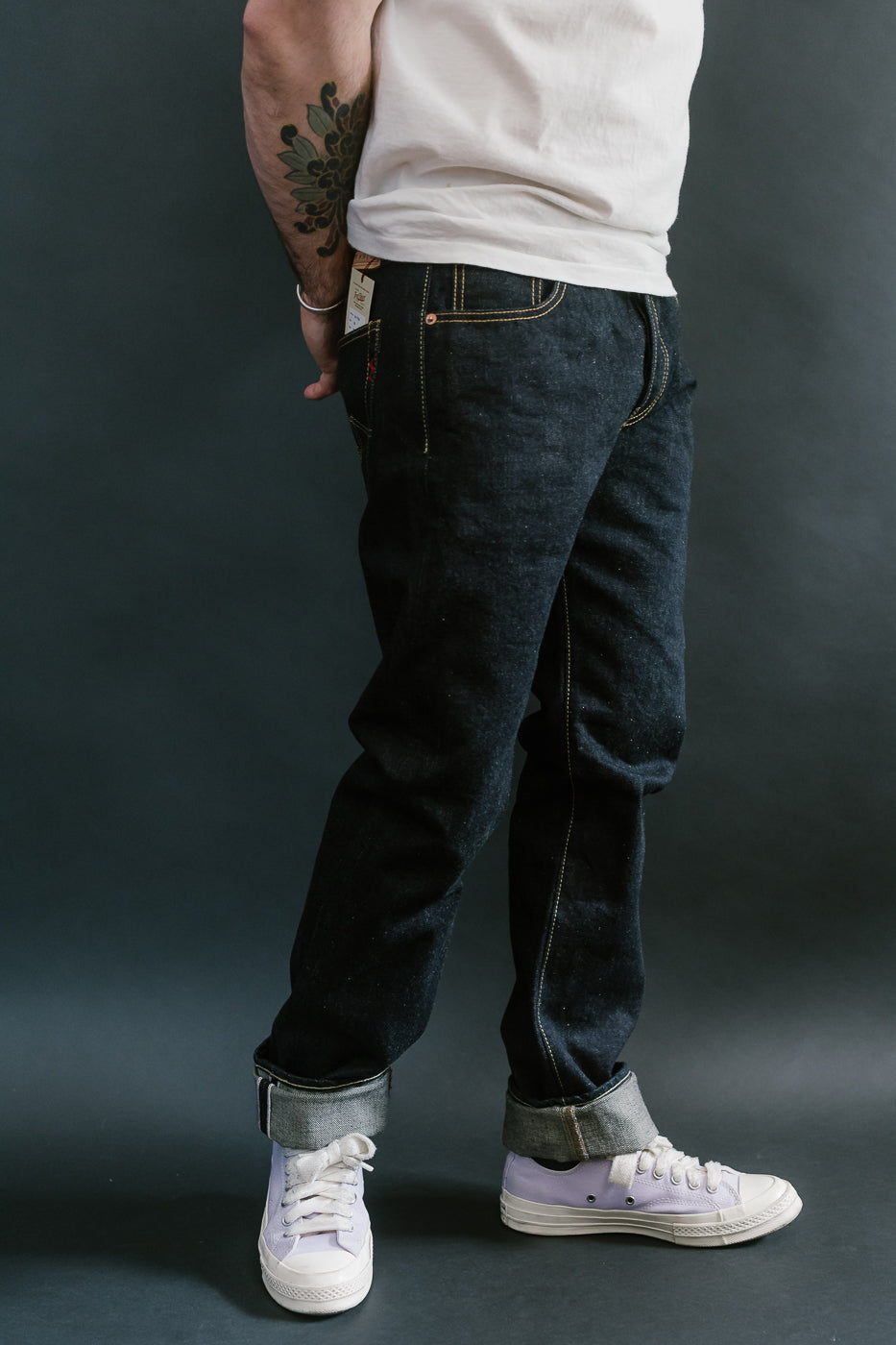 IH-777N - 17oz Selvedge Denim Slim Tapered Cut Jeans - Natural Indigo