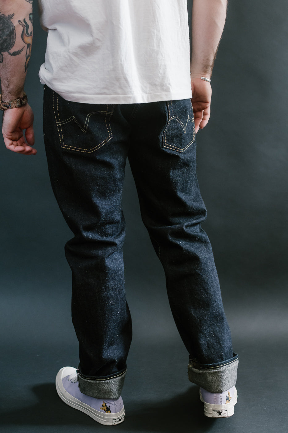 IH-777N - 17oz Selvedge Denim Slim Tapered Cut Jeans - Natural Indigo