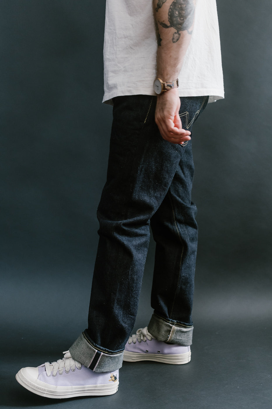 IH-777N - 17oz Selvedge Denim Slim Tapered Cut Jeans - Natural Indigo