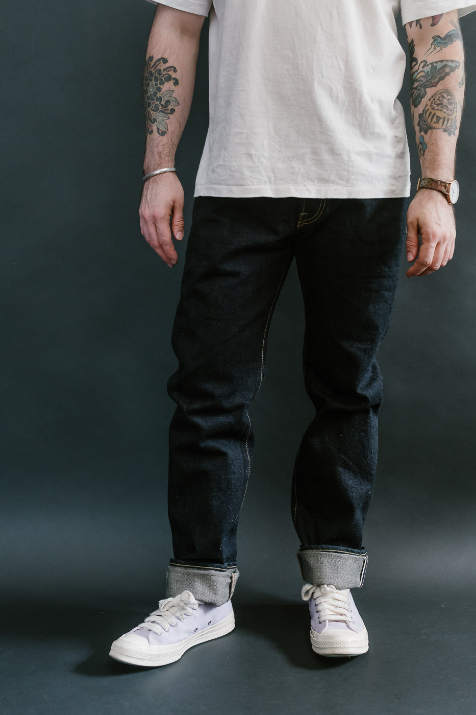 IH-777N - 17oz Selvedge Denim Slim Tapered Cut Jeans - Natural Indigo
