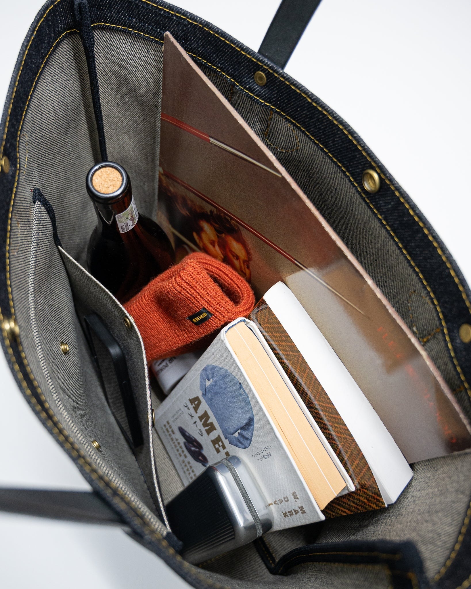 IHE-49-IND - 25oz Selvedge Denim Tote Bag