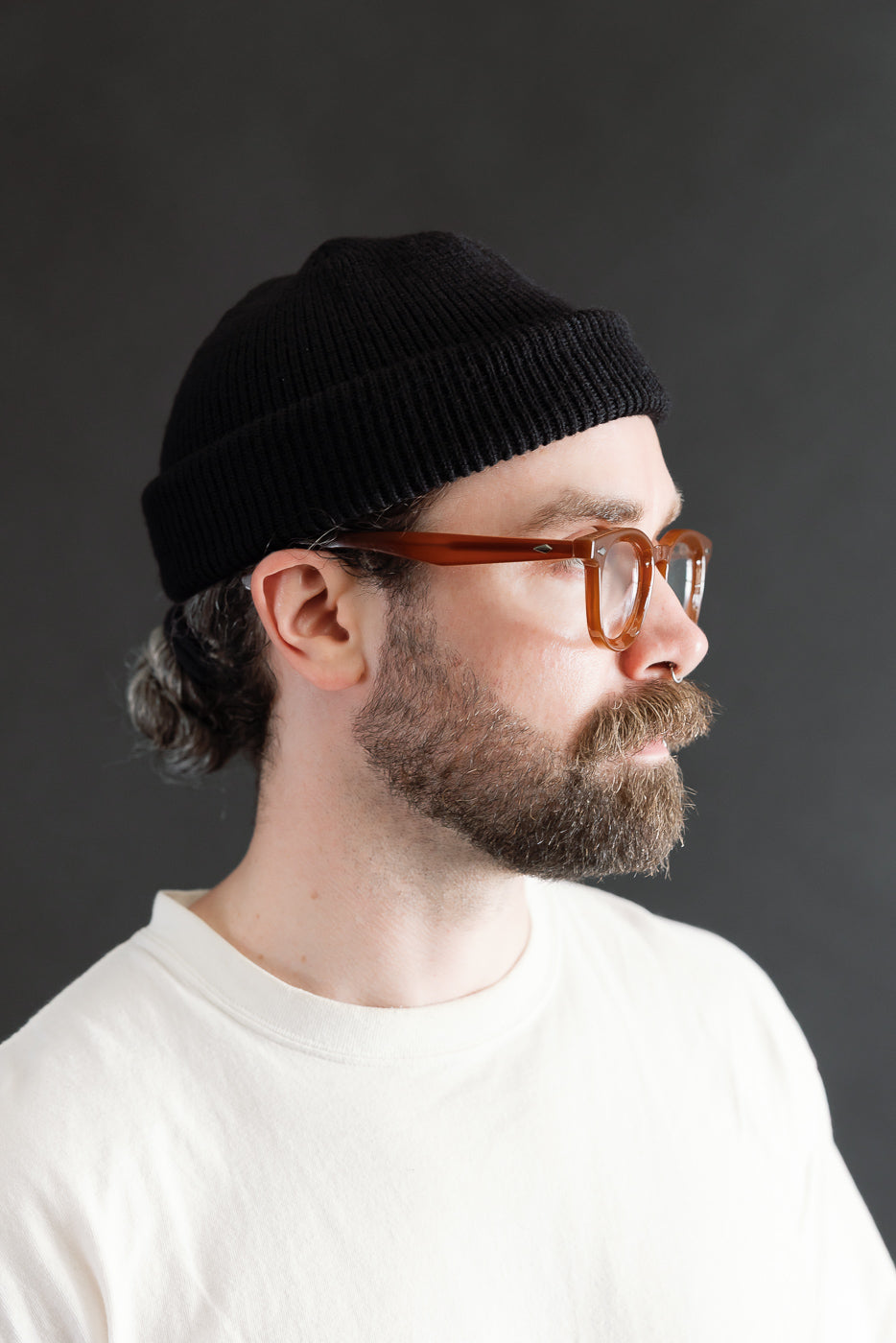 IHG-080-BLK - 100% Wool Ribbed Beanie - Black