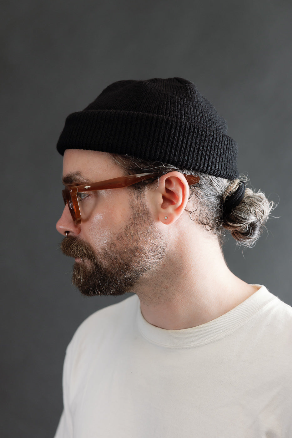 IHG-080-BLK - 100% Wool Ribbed Beanie - Black