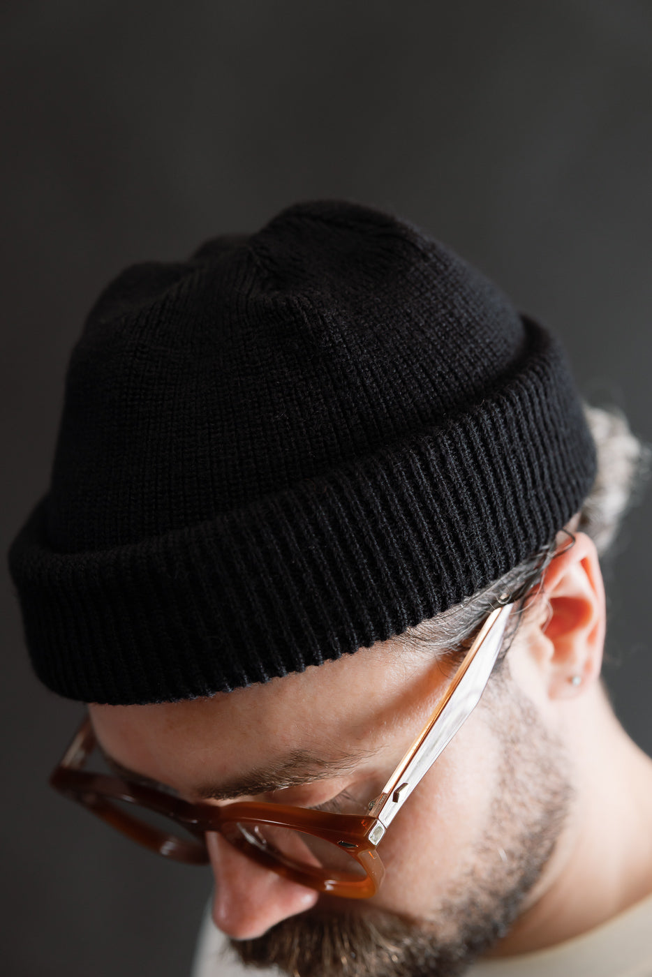 IHG-080-BLK - 100% Wool Ribbed Beanie - Black