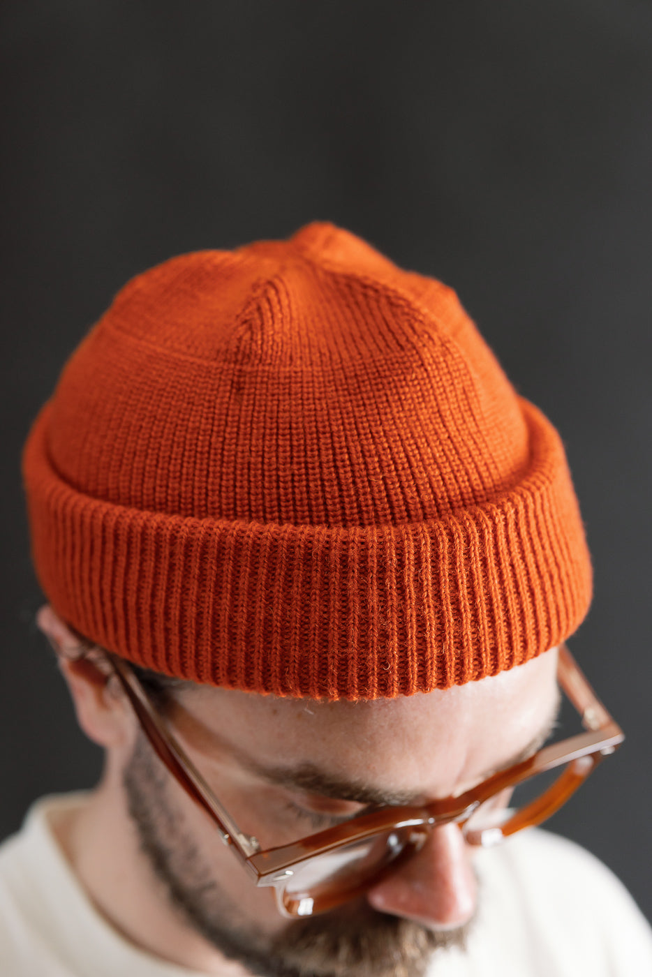 IHG-080-ORA - 100% Wool Ribbed Beanie - Orange
