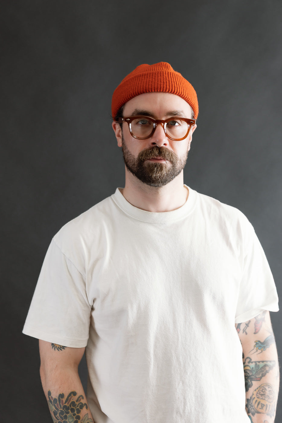 IHG-080-ORA - 100% Wool Ribbed Beanie - Orange