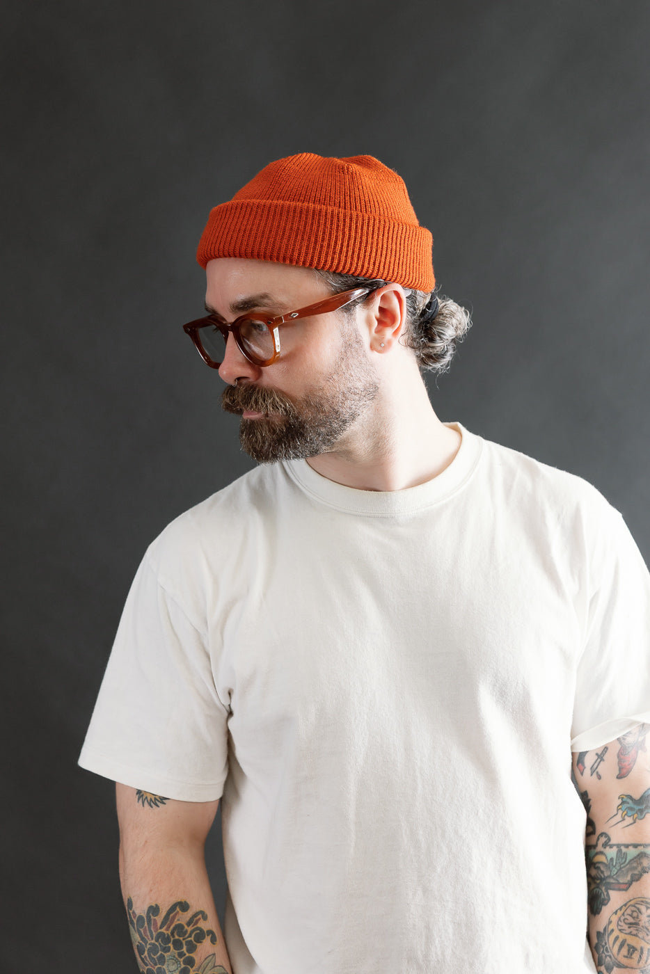 IHG-080-ORA - 100% Wool Ribbed Beanie - Orange