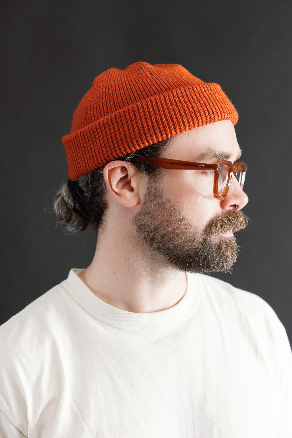 IHG-080-ORA - 100% Wool Ribbed Beanie - Orange
